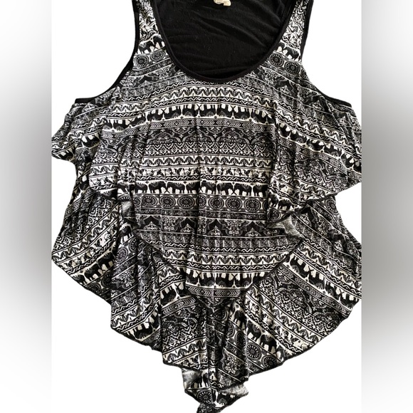 {Love J} Safari Print Sleeveless Tank Top with Ruffled fabric - Picture 2 of 5